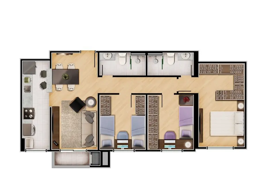 Apartamento com 2 quartos à venda, 58m2 em Cajuru, Curitiba - PR - imagem 8 Foto 8 de Apartamento com 2 quartos à venda, 58m2 em Cajuru, Curitiba - PR