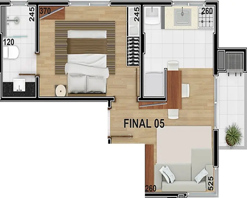 Foto 6 de Apartamento com 1 quarto à venda, 33m2 em Bacacheri, Curitiba - PR