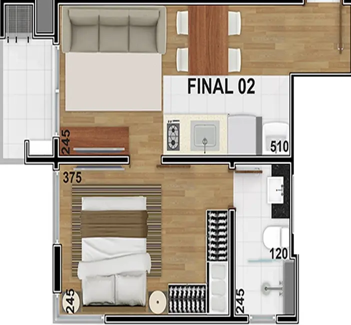 Foto 4 de Apartamento com 1 quarto à venda, 33m2 em Bacacheri, Curitiba - PR