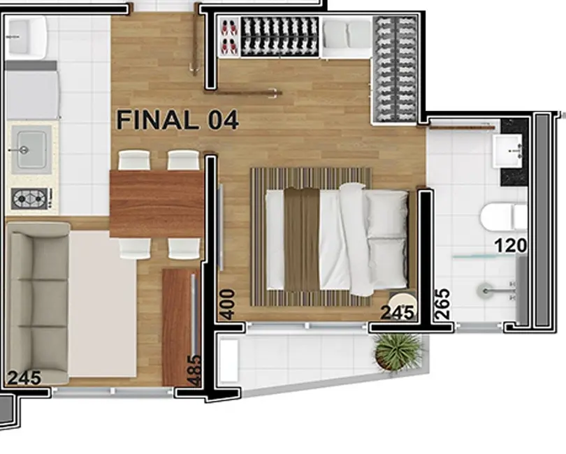 Foto 2 de Apartamento com 1 quarto à venda, 33m2 em Bacacheri, Curitiba - PR