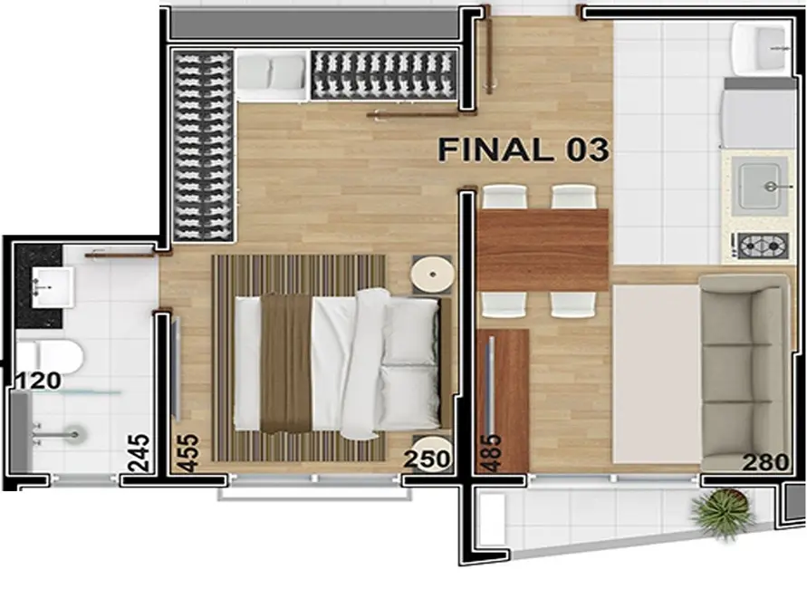 Foto 5 de Apartamento com 1 quarto à venda, 33m2 em Bacacheri, Curitiba - PR