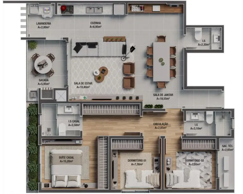 Foto 3 de Apartamento com 3 quartos à venda, 102m2 em Bigorrilho, Curitiba - PR