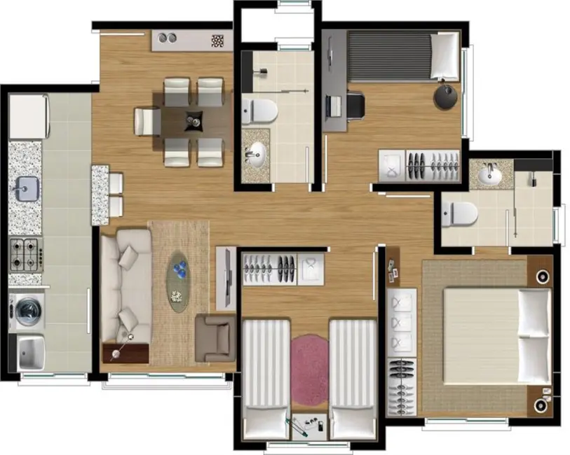 Apartamento com 3 quartos à venda, 60m2 em Centro, Sao Jose Dos Pinhais - PR - imagem 4 Foto 4 de Apartamento com 3 quartos à venda, 60m2 em Centro, Sao Jose Dos Pinhais - PR