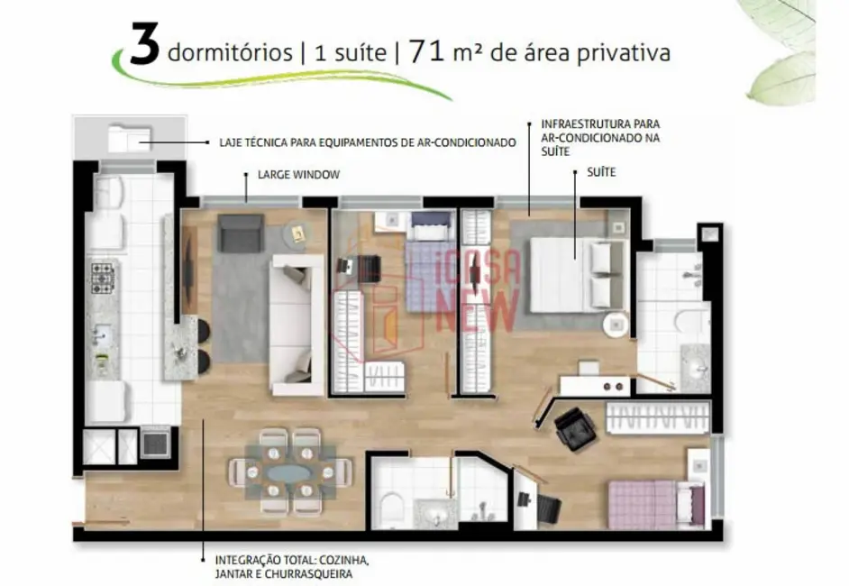 Foto 2 de Apartamento com 3 quartos à venda, 71m2 em Santo Inácio, Curitiba - PR