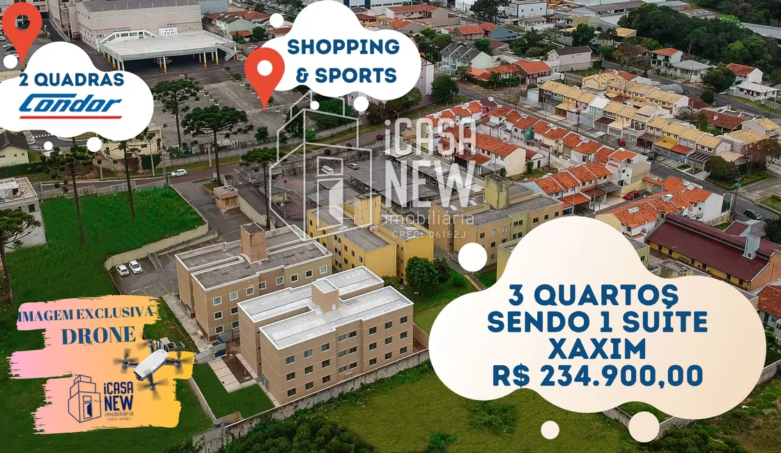 Foto 1 de Apartamento com 3 quartos à venda, 85m2 em Xaxim, Curitiba - PR