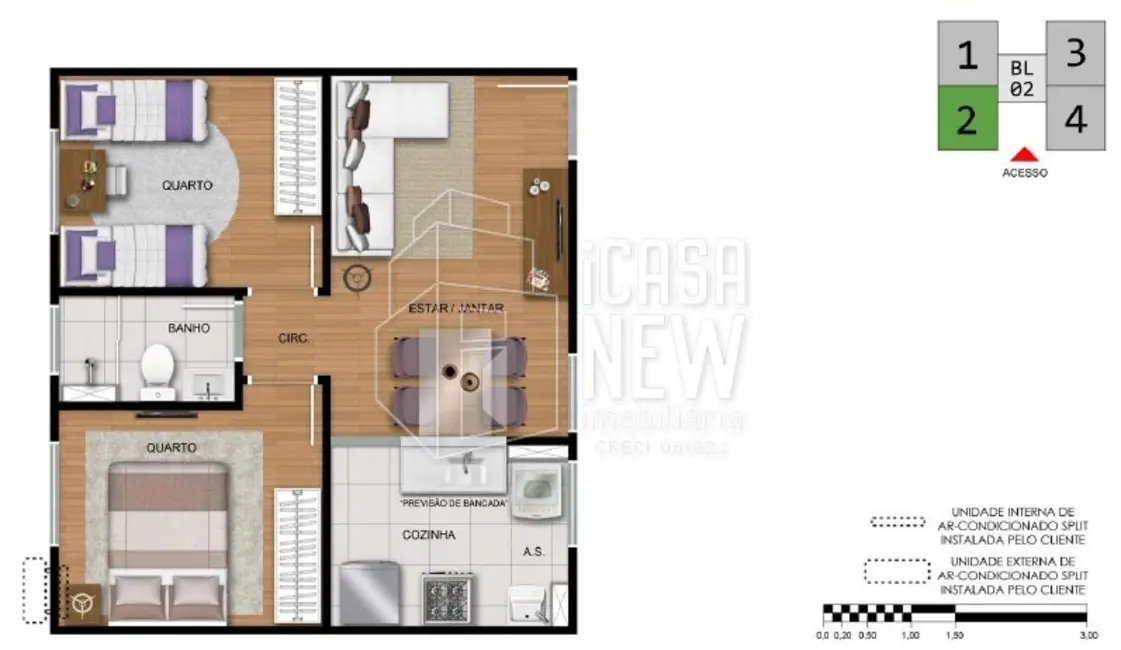 Apartamento com 2 quartos à venda, 48m2 em São Gabriel, Colombo - PR - imagem 3 Foto 3 de Apartamento com 2 quartos à venda, 48m2 em São Gabriel, Colombo - PR