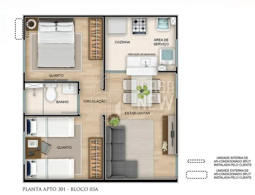 Apartamento com 2 quartos à venda, 53m2 em Tindiquera, Araucaria - PR - imagem 4 Foto 4 de Apartamento com 2 quartos à venda, 53m2 em Tindiquera, Araucaria - PR