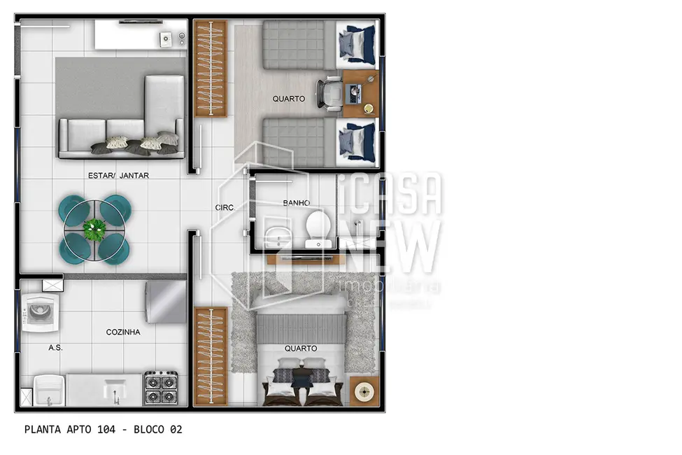 Foto 3 de Apartamento com 2 quartos à venda, 42m2 em Novo Mundo, Curitiba - PR