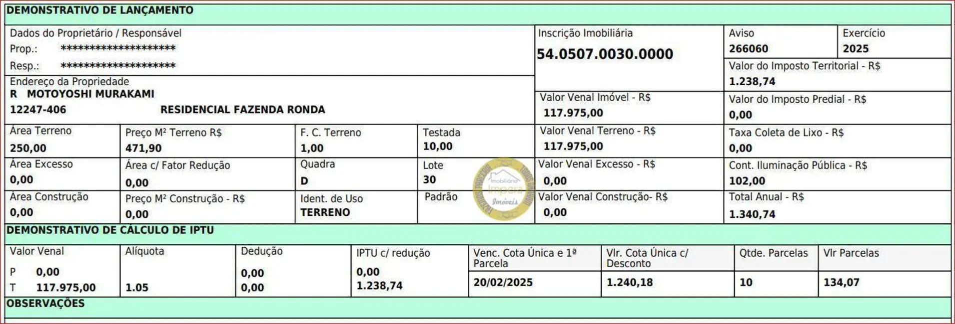 Foto 8 de Terreno / Lote à venda, 250m2 em Sao Jose Dos Campos - SP