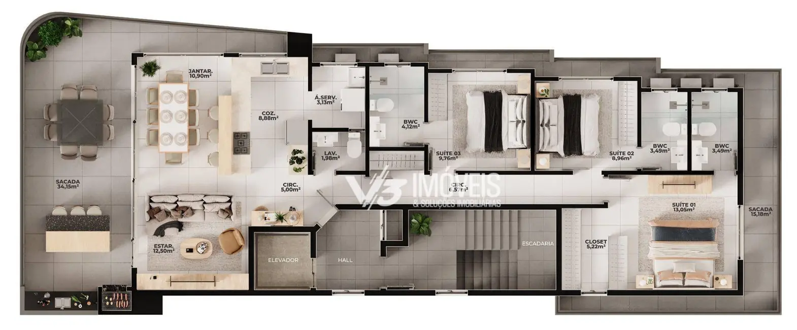 Foto 8 de Apartamento com 3 quartos à venda, 281m2 em Matinhos - PR