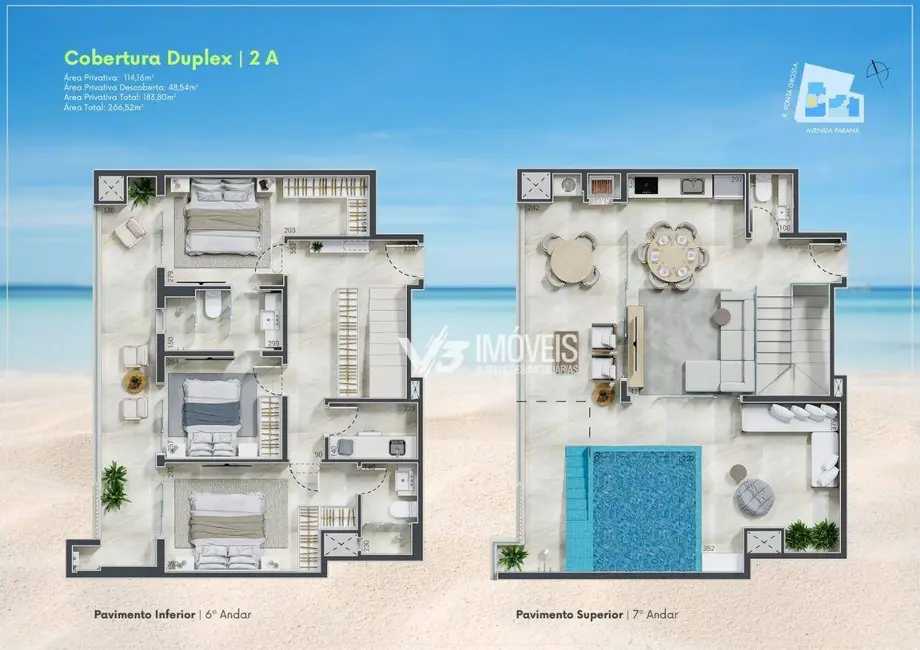 Foto 2 de Cobertura com 3 quartos à venda, 266m2 em Matinhos - PR