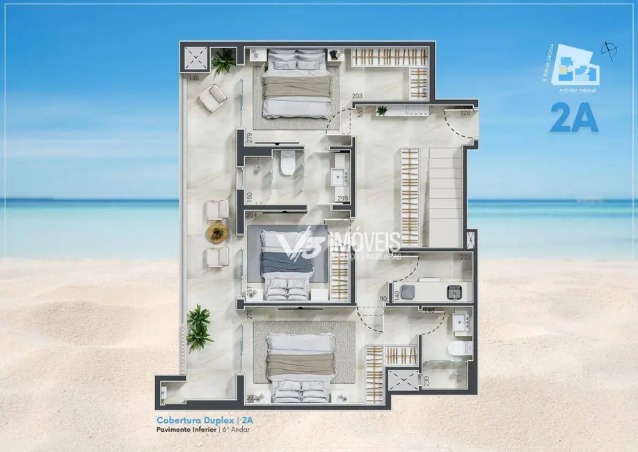 Foto 3 de Cobertura com 3 quartos à venda, 266m2 em Matinhos - PR