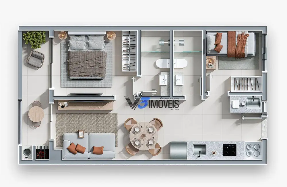 Apartamento com 2 quartos à venda, 77m2 em Matinhos - PR - imagem 4 Foto 4 de Apartamento com 2 quartos à venda, 77m2 em Matinhos - PR