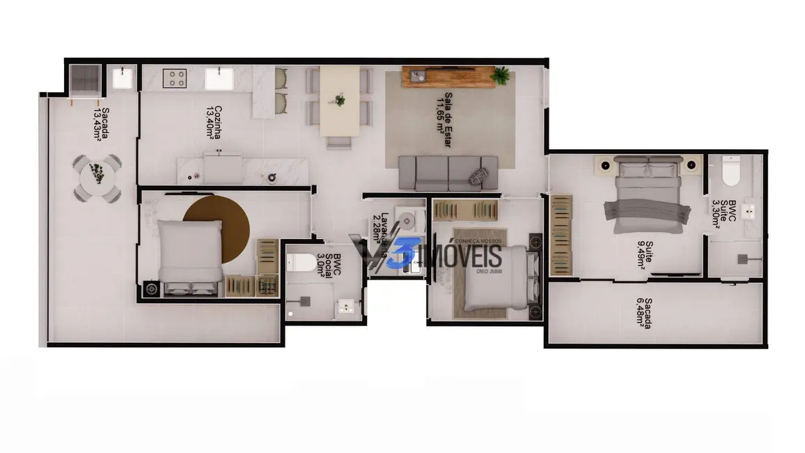 Foto 4 de Apartamento com 3 quartos à venda, 144m2 em Matinhos - PR