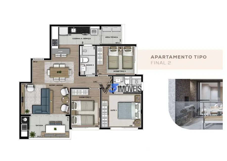 Foto 8 de Apartamento com 3 quartos à venda, 145m2 em Matinhos - PR