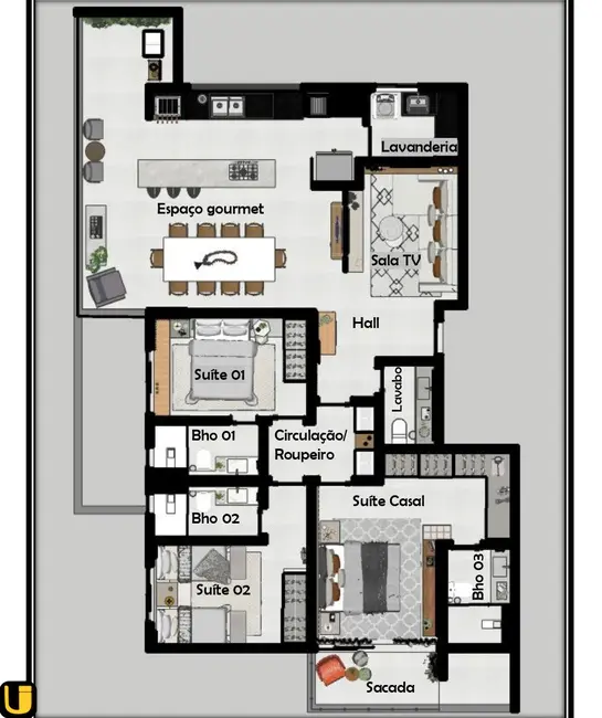 Foto 2 de Apartamento com 3 quartos à venda, 142m2 em Copacabana, Uberlandia - MG