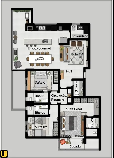 Foto 4 de Apartamento com 3 quartos à venda, 142m2 em Copacabana, Uberlandia - MG