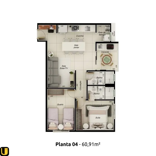 Foto 5 de Apartamento com 2 quartos à venda, 60m2 em Novo Mundo, Uberlandia - MG