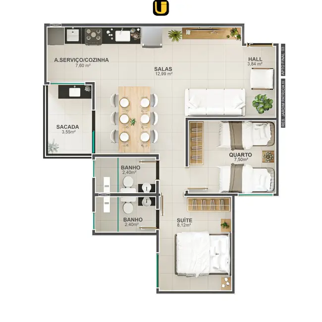 Apartamento com 2 quartos à venda, 54m2 em Jardim Patrícia, Uberlandia - MG - imagem 7 Foto 7 de Apartamento com 2 quartos à venda, 54m2 em Jardim Patrícia, Uberlandia - MG