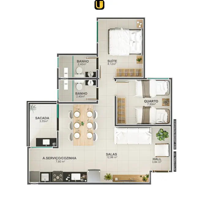 Foto 2 de Apartamento com 2 quartos à venda, 54m2 em Jardim Patrícia, Uberlandia - MG