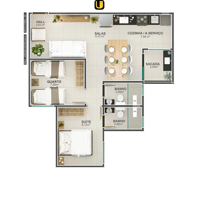 Apartamento com 2 quartos à venda, 54m2 em Jardim Patrícia, Uberlandia - MG - imagem 9 Foto 9 de Apartamento com 2 quartos à venda, 54m2 em Jardim Patrícia, Uberlandia - MG