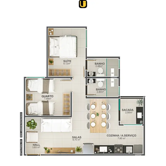 Apartamento com 2 quartos à venda, 54m2 em Jardim Patrícia, Uberlandia - MG - imagem 6 Foto 6 de Apartamento com 2 quartos à venda, 54m2 em Jardim Patrícia, Uberlandia - MG