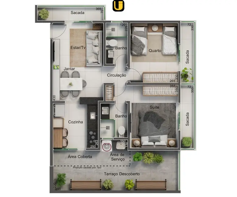 Foto 7 de Apartamento com 2 quartos à venda, 70m2 em Santa Mônica, Uberlandia - MG