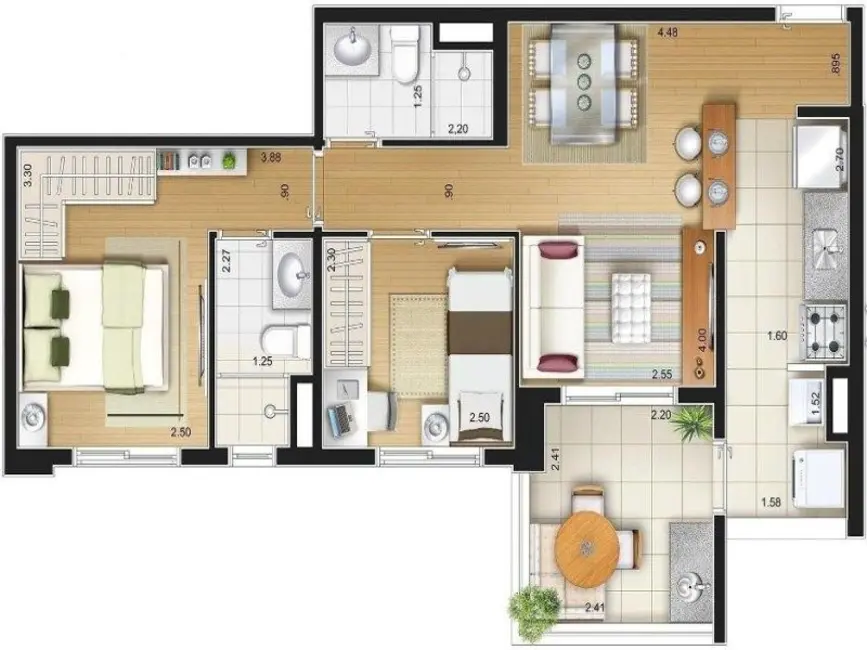 Foto 2 de Apartamento com 2 quartos à venda, 57m2 em São Paulo - SP