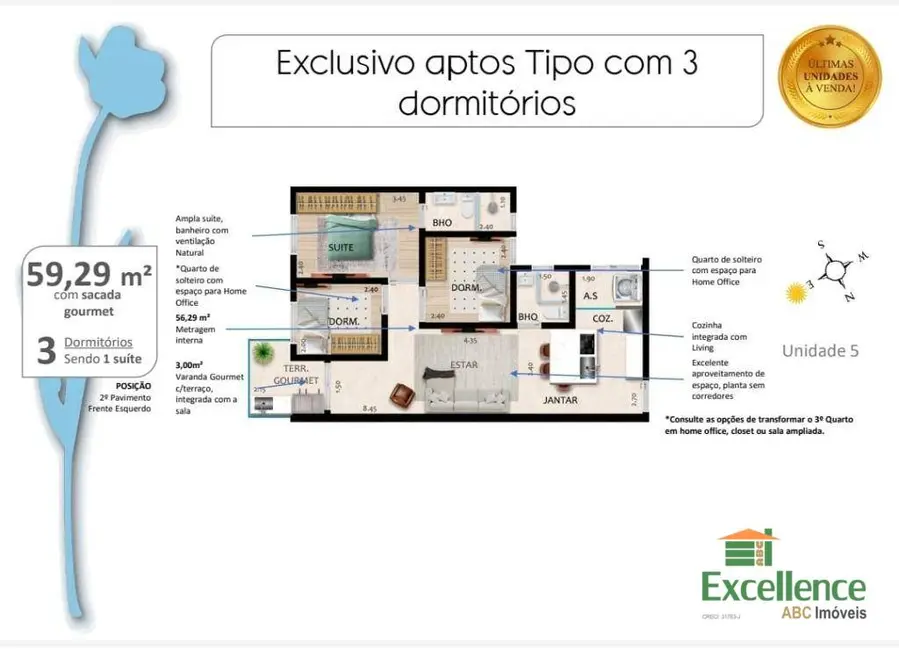 Apartamento com 3 quartos à venda, 60m2 em Vila Curuçá, Santo Andre - SP - imagem 1 Foto 1 de Apartamento com 3 quartos à venda, 60m2 em Vila Curuçá, Santo Andre - SP