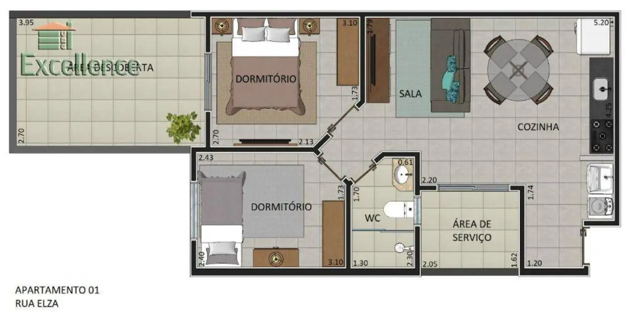 Foto 1 de Apartamento com 2 quartos à venda, 60m2 em Vila Linda, Santo Andre - SP