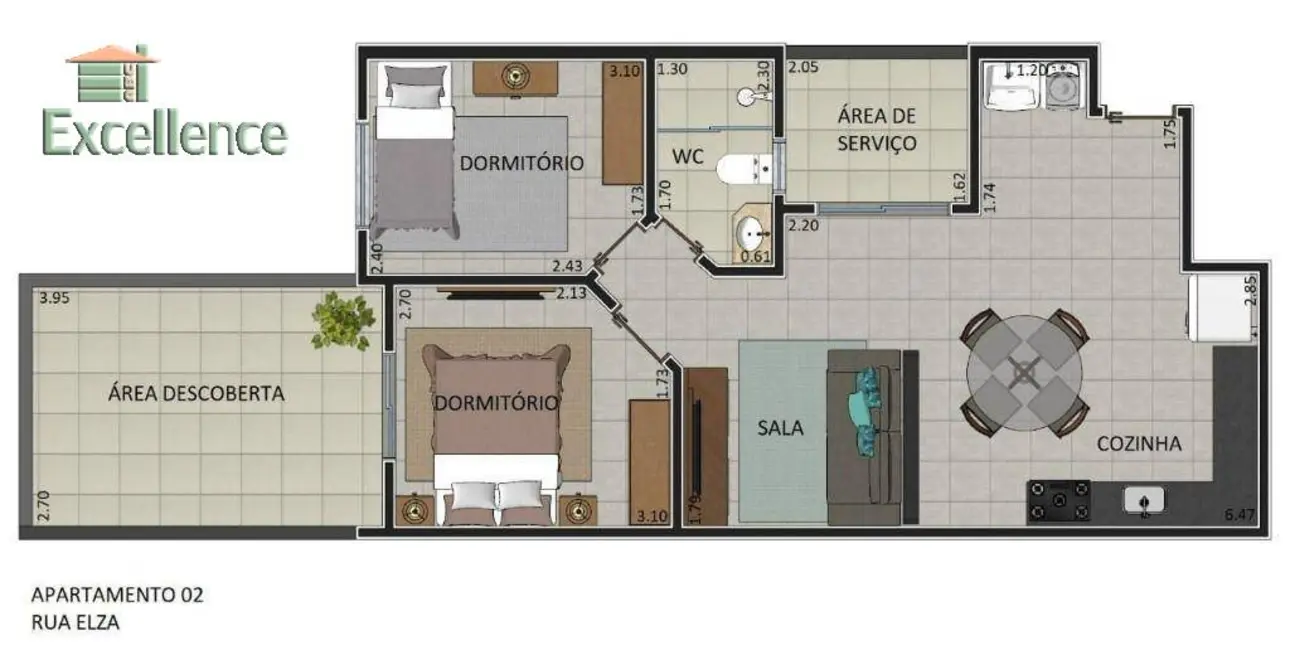 Foto 2 de Apartamento com 2 quartos à venda, 60m2 em Vila Linda, Santo Andre - SP