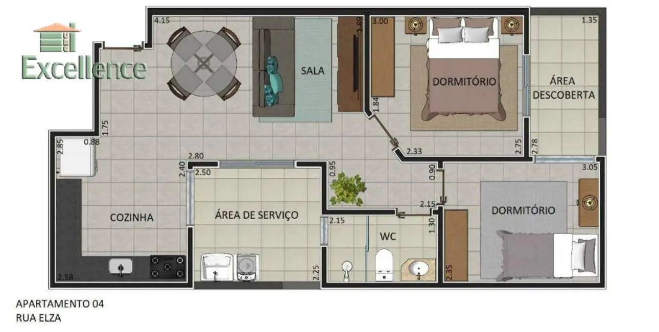Foto 3 de Apartamento com 2 quartos à venda, 60m2 em Vila Linda, Santo Andre - SP