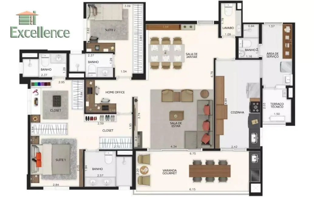 Foto 2 de Apartamento com 3 quartos à venda, 135m2 em Vila Assunção, Santo Andre - SP
