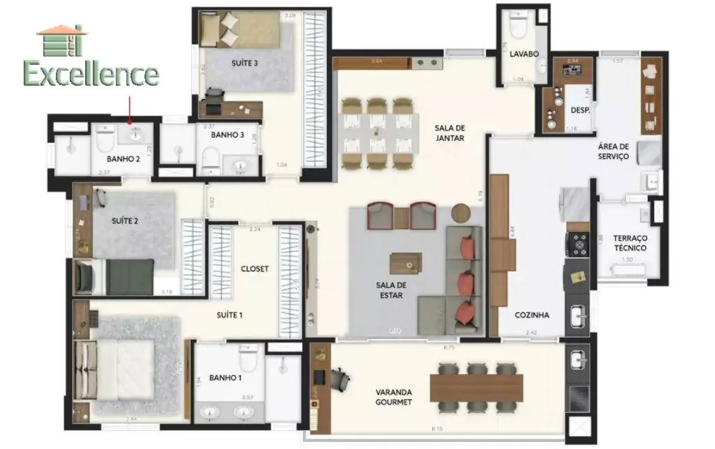 Foto 1 de Apartamento com 3 quartos à venda, 135m2 em Vila Assunção, Santo Andre - SP