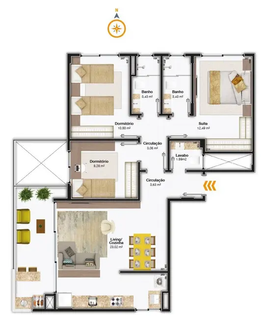 Foto 4 de Apartamento com 3 quartos à venda, 96m2 em Itacorubi, Florianopolis - SC