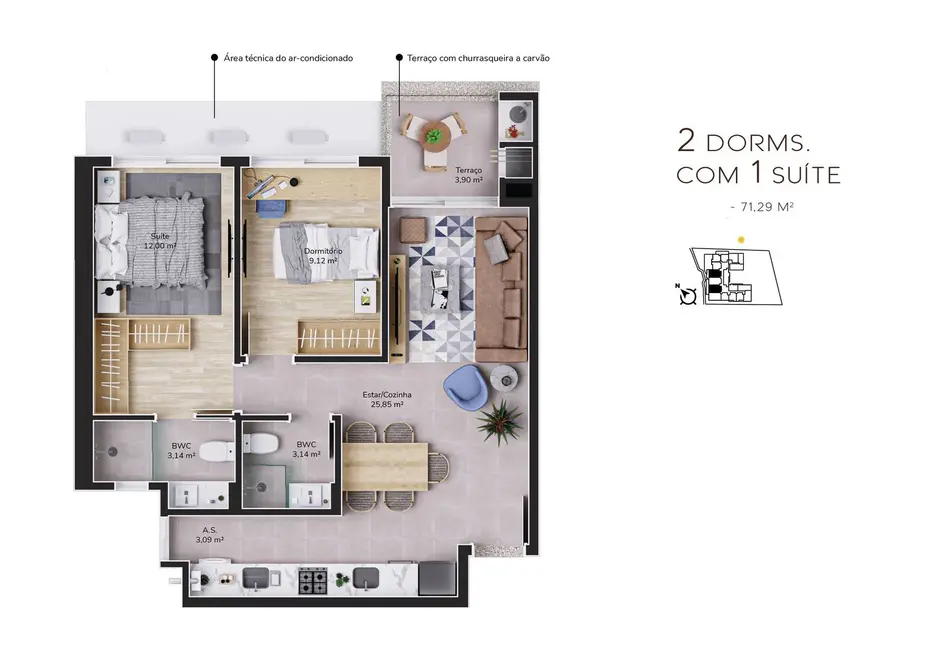 Foto 7 de Apartamento com 2 quartos à venda, 69m2 em Cacupé, Florianopolis - SC