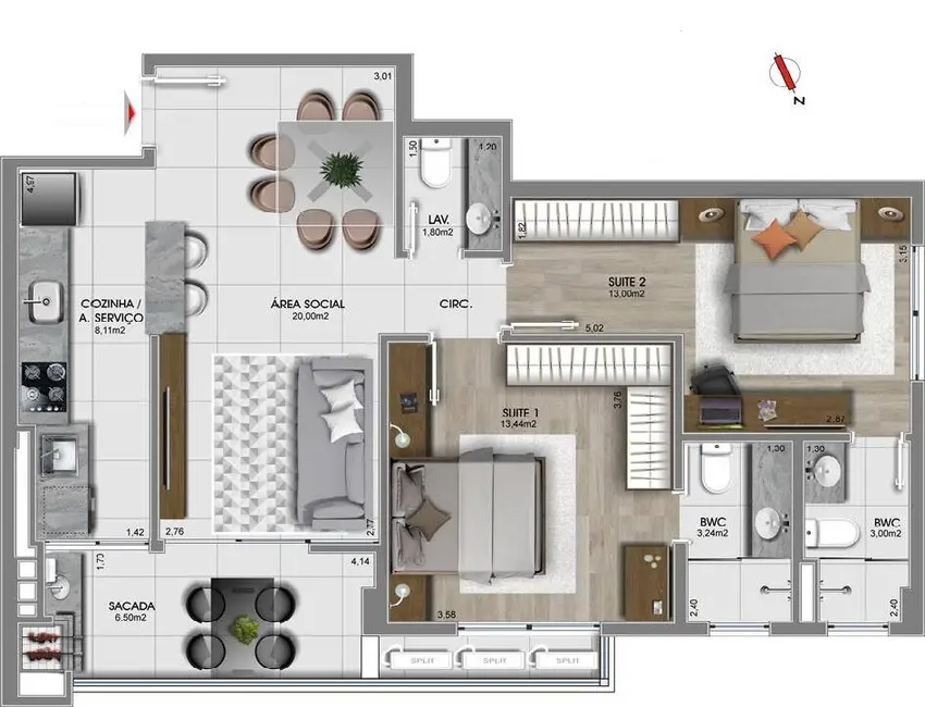 Foto 6 de Apartamento com 2 quartos à venda, 82m2 em Estreito, Florianopolis - SC