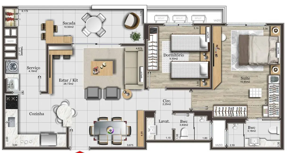 Foto 9 de Apartamento com 2 quartos à venda, 89m2 em Campinas, Sao Jose - SC