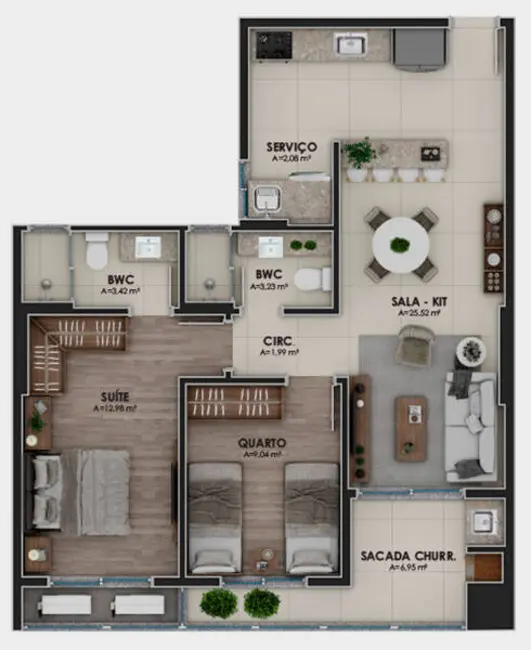 Foto 6 de Apartamento com 2 quartos à venda, 76m2 em Kobrasol, Sao Jose - SC