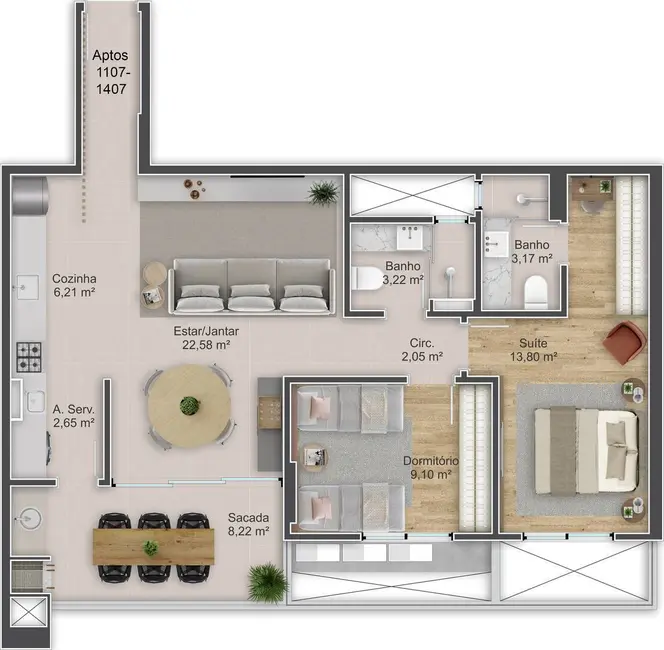 Foto 5 de Apartamento com 2 quartos à venda, 75m2 em Kobrasol, Sao Jose - SC