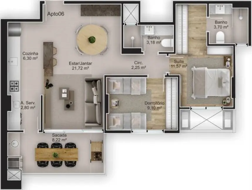 Foto 7 de Apartamento com 2 quartos à venda, 75m2 em Kobrasol, Sao Jose - SC