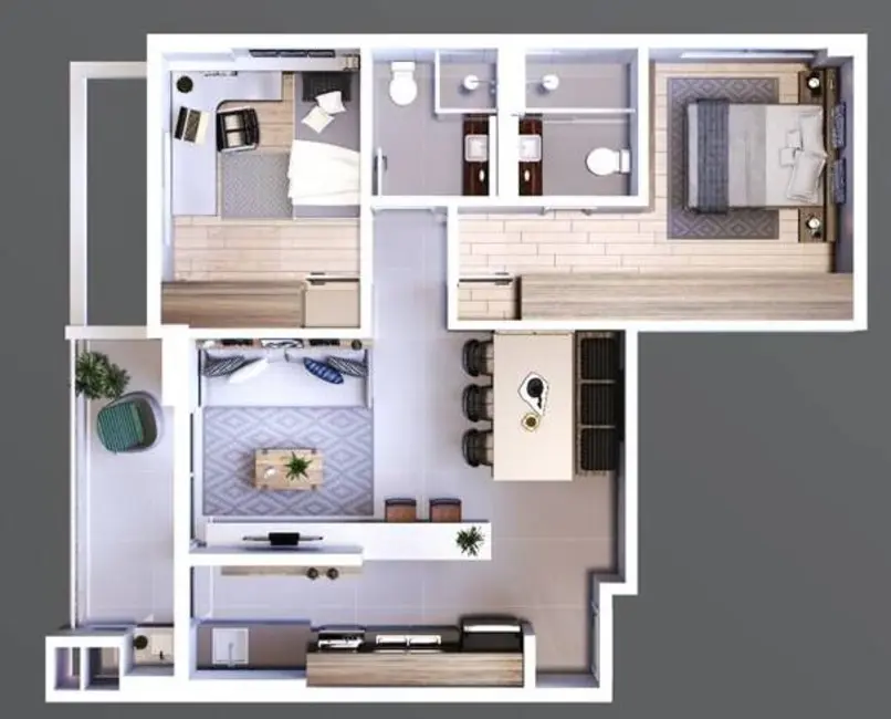 Apartamento com 2 quartos à venda, 67m2 em Kobrasol, Sao Jose - SC - imagem 3 Foto 3 de Apartamento com 2 quartos à venda, 67m2 em Kobrasol, Sao Jose - SC