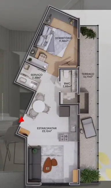 Apartamento com 1 quarto à venda, 59m2 em Coqueiros, Florianopolis - SC - imagem 3 Foto 3 de Apartamento com 1 quarto à venda, 59m2 em Coqueiros, Florianopolis - SC