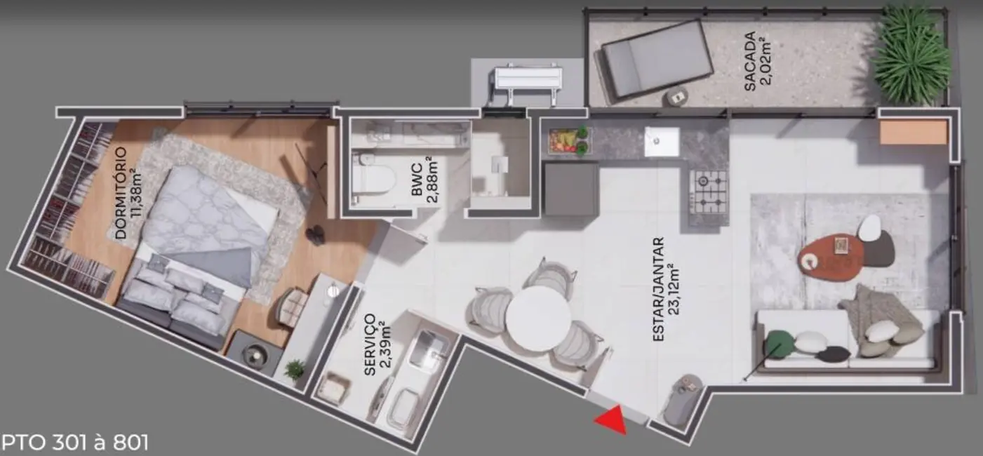 Apartamento com 1 quarto à venda, 47m2 em Coqueiros, Florianopolis - SC - imagem 3 Foto 3 de Apartamento com 1 quarto à venda, 47m2 em Coqueiros, Florianopolis - SC