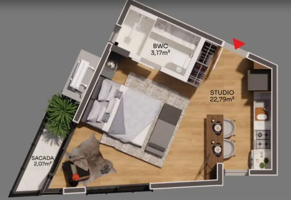 Foto 3 de Apartamento com 1 quarto à venda, 33m2 em Coqueiros, Florianopolis - SC