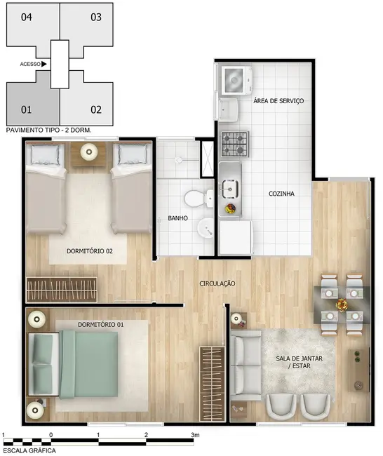 Apartamento com 2 quartos à venda, 48m2 em Alcântara, Sao Goncalo - RJ - imagem 8 Foto 8 de Apartamento com 2 quartos à venda, 48m2 em Alcântara, Sao Goncalo - RJ