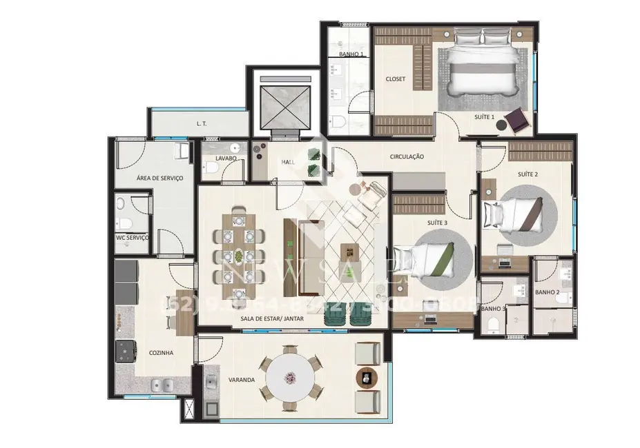 Foto 9 de Apartamento com 3 quartos à venda, 155m2 em Setor Bueno, Goiania - GO