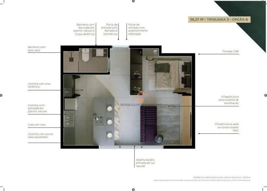 Foto 3 de Apartamento com 1 quarto à venda, 37m2 em Centro, Sao Caetano Do Sul - SP
