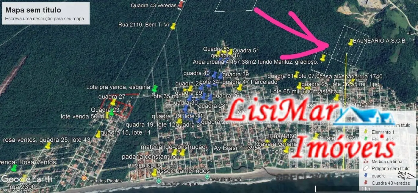 Foto 1 de Terreno / Lote à venda, 300m2 em Itapoa - SC