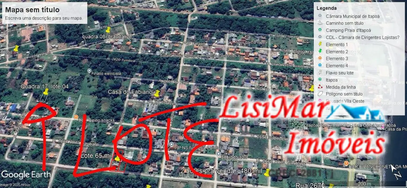 Foto 2 de Terreno / Lote à venda, 480m2 em Itapoa - SC